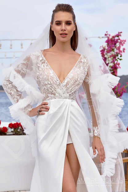Spencer Full back A-line Long sleeve Wedding Dress 2