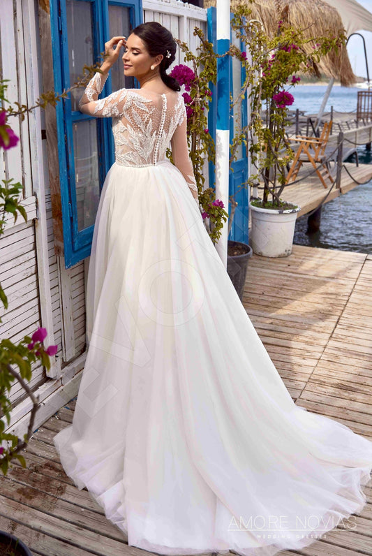 Christa A-line Jewel Milk Blush Wedding dress