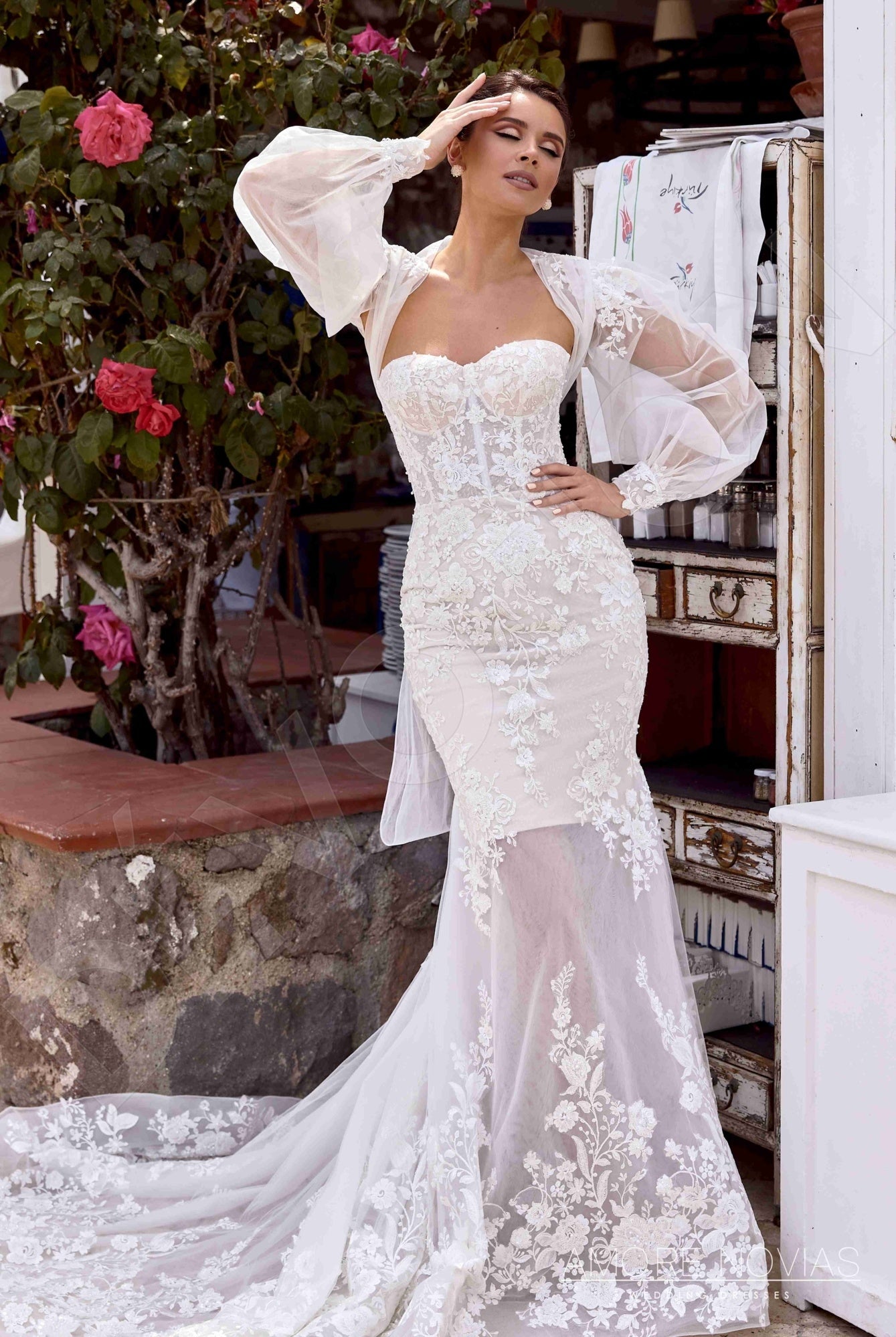 Lou Open back Trumpet/Mermaid Strapless Wedding Dress Front