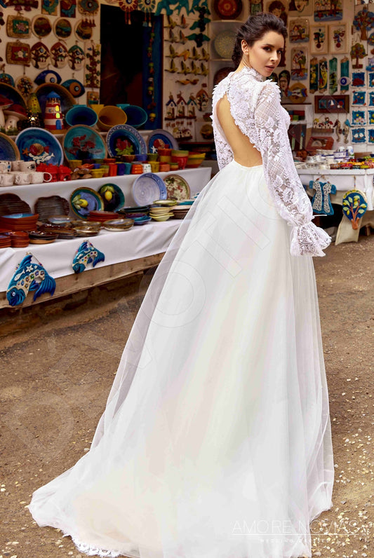 Alana Trumpet/Mermaid High neck Milk Blush Wedding dress
