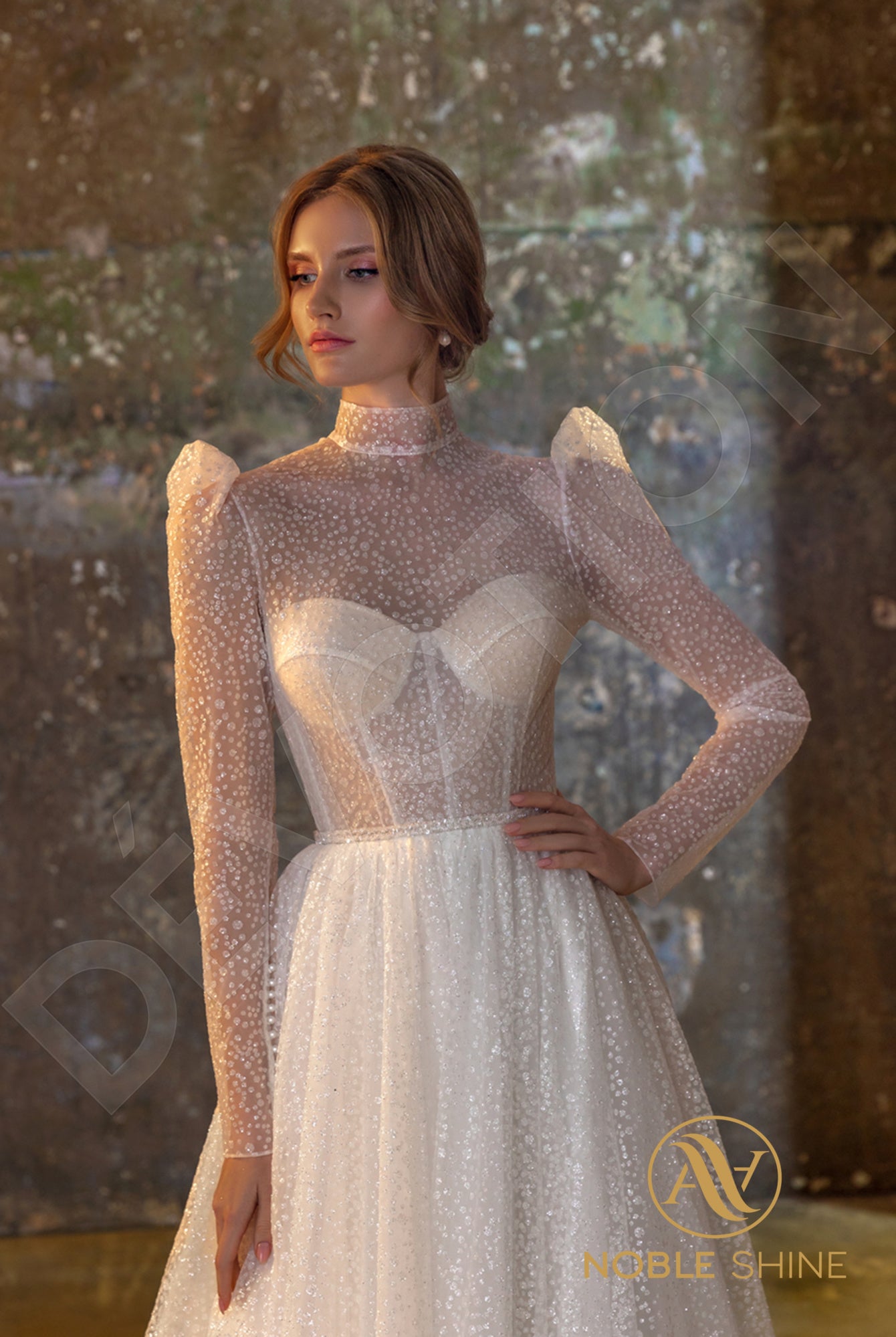 Agadrina A-line High neck Milk Wedding dress