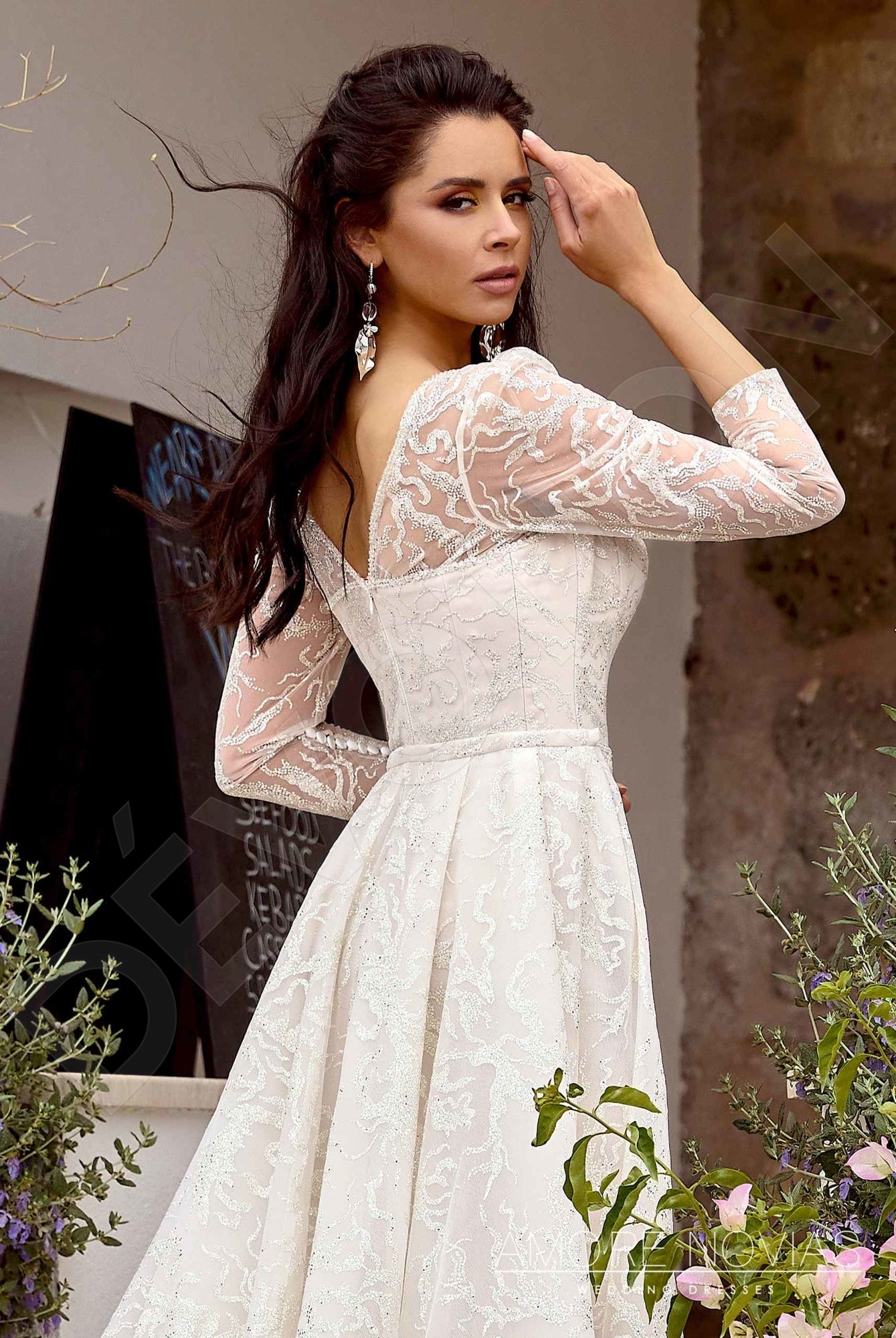Carolin Trumpet/Mermaid Queen Anne Milk Nude Wedding dress