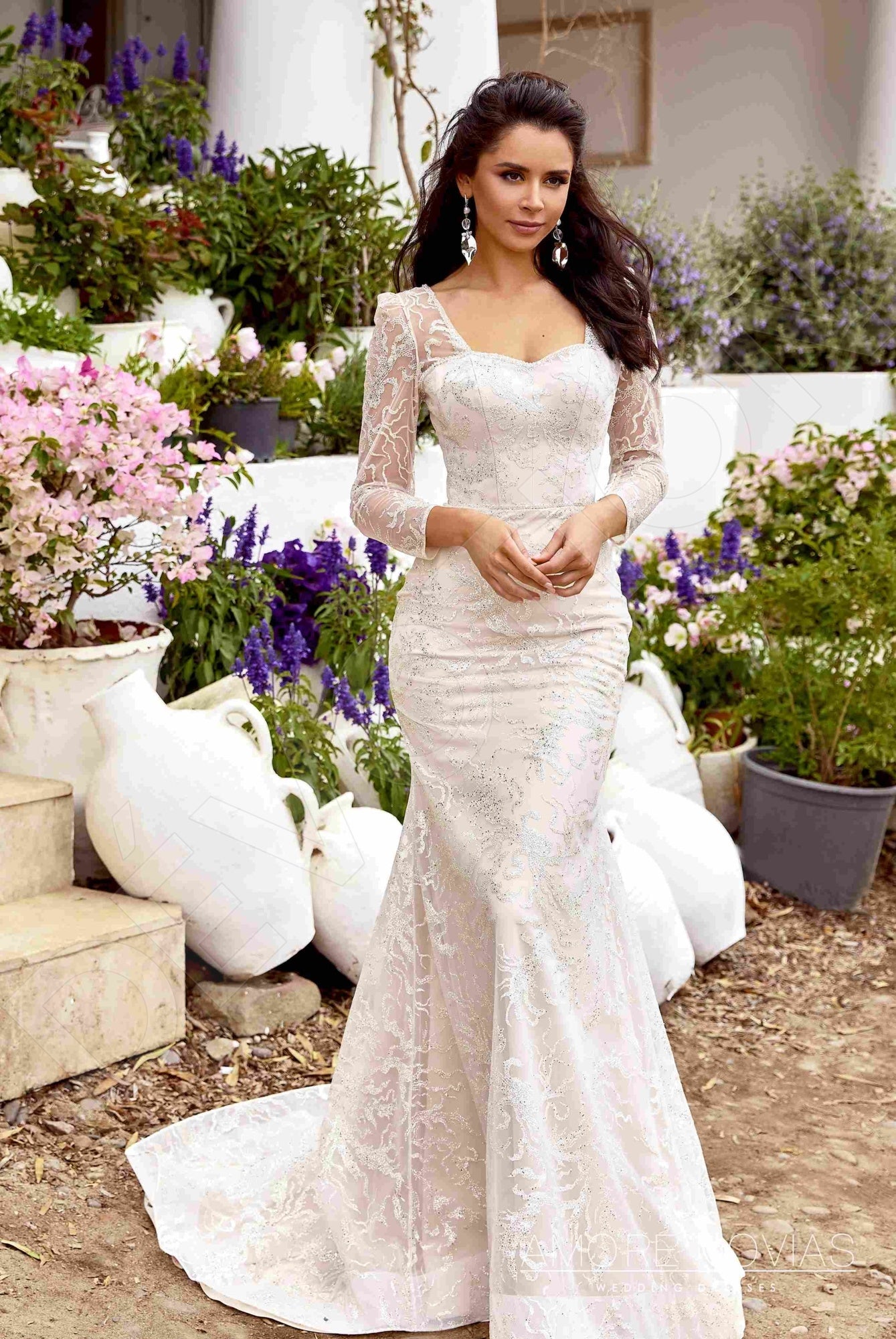 Carolin Trumpet/Mermaid Queen Anne Milk Nude Wedding dress