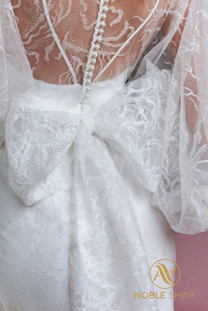 Biddi Full back Trumpet/Mermaid Long sleeve Wedding Dress 8