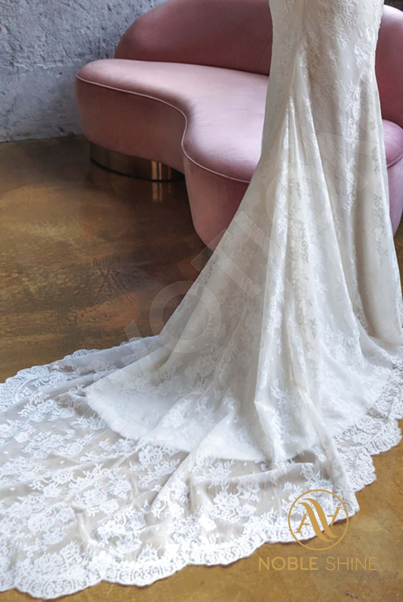 Idaoin Open back Trumpet/Mermaid Detachable sleeves Wedding Dress 4