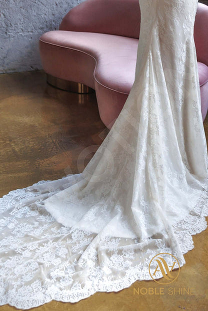 Idaoin Open back Trumpet/Mermaid Detachable sleeves Wedding Dress 4