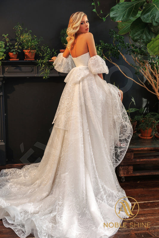 Mivin A-line Asymmetric/One shoulder Milk Silver Wedding dress