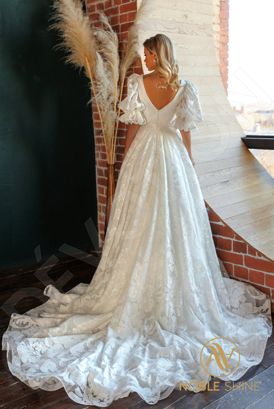 Talalla A-line Deep V-neck Milk Wedding dress