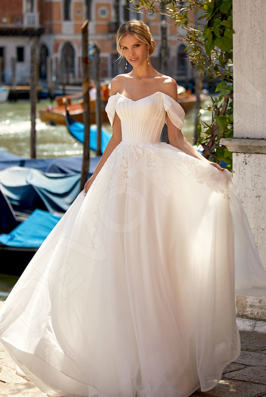 Alany A-line Off-shoulder/Drop shoulders Ivory Wedding dress