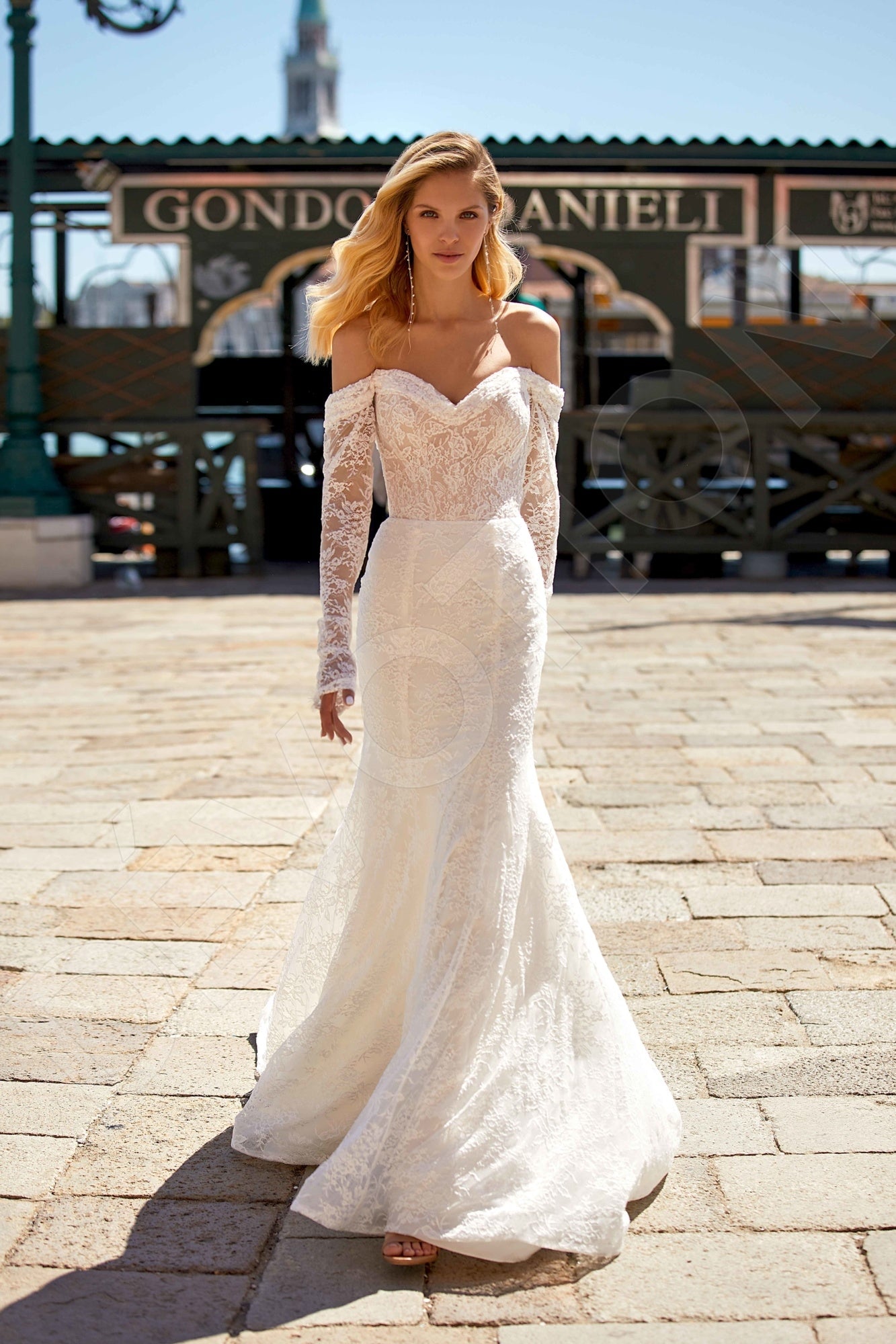 Astra Trumpet/Mermaid Off-shoulder/Drop shoulders Ivory Nude Wedding dress 4