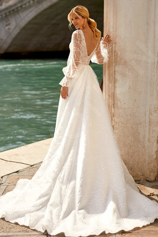 Laurana A-line V-neck Ivory Nude Wedding dress