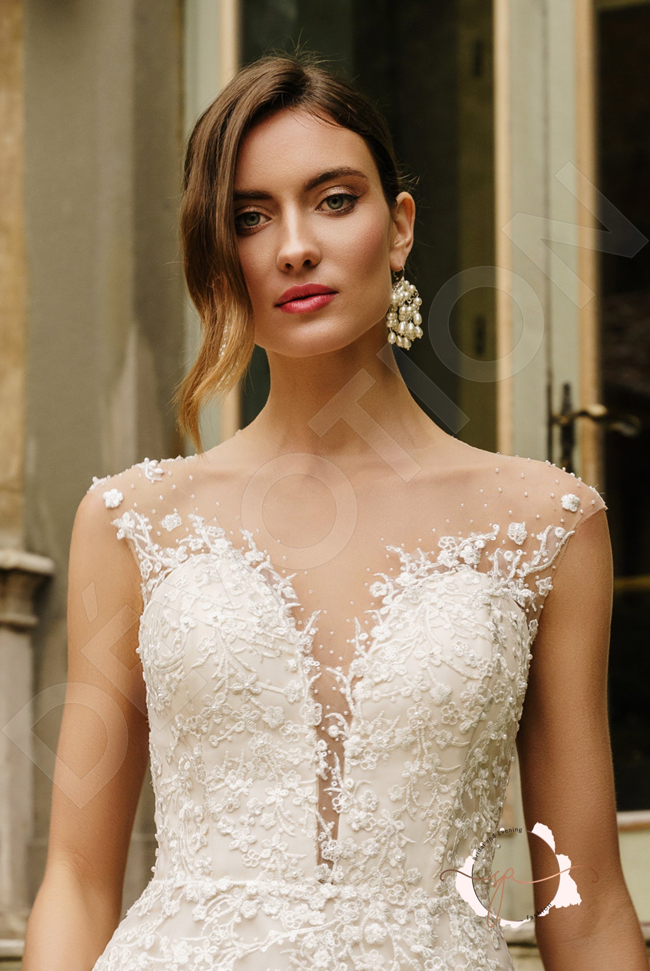 Blatnat A-line Illusion Milk Nude Wedding dress