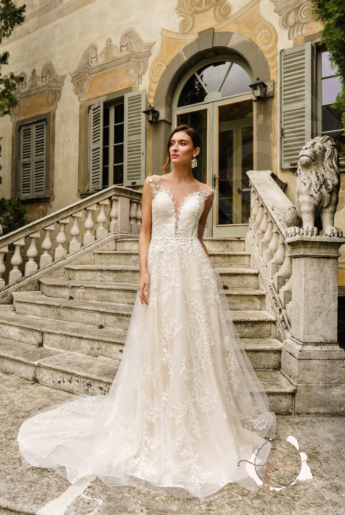 Blatnat A-line Illusion Milk Nude Wedding dress