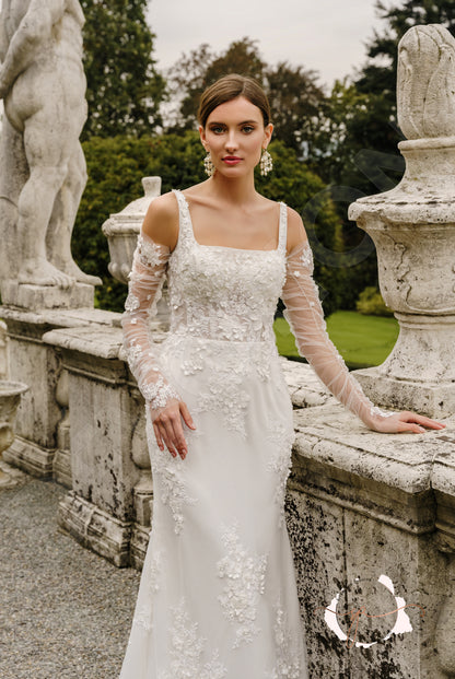 Blatneyd Trumpet/Mermaid Square Milk Wedding dress