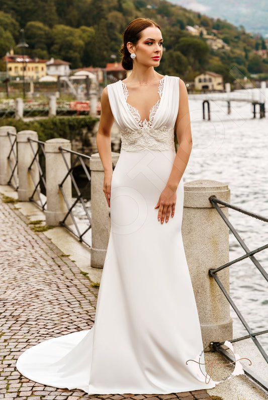 Buan Trumpet/Mermaid Illusion Milk Wedding dress