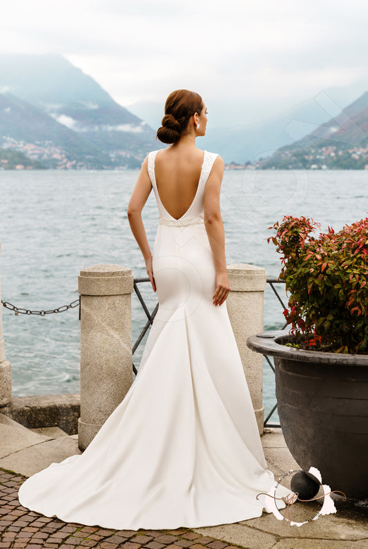 Buan Trumpet/Mermaid Illusion Milk Wedding dress
