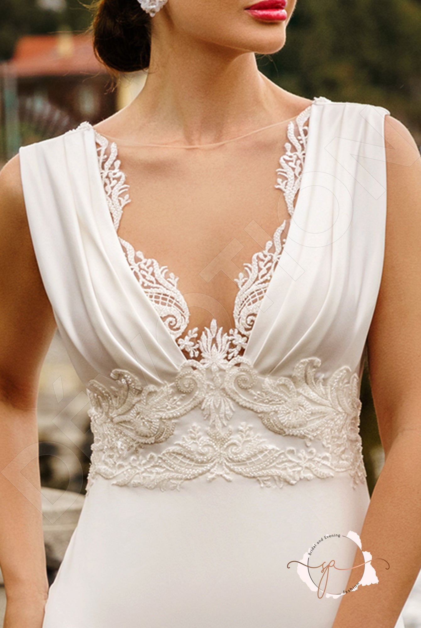 Buan Trumpet/Mermaid Illusion Milk Wedding dress