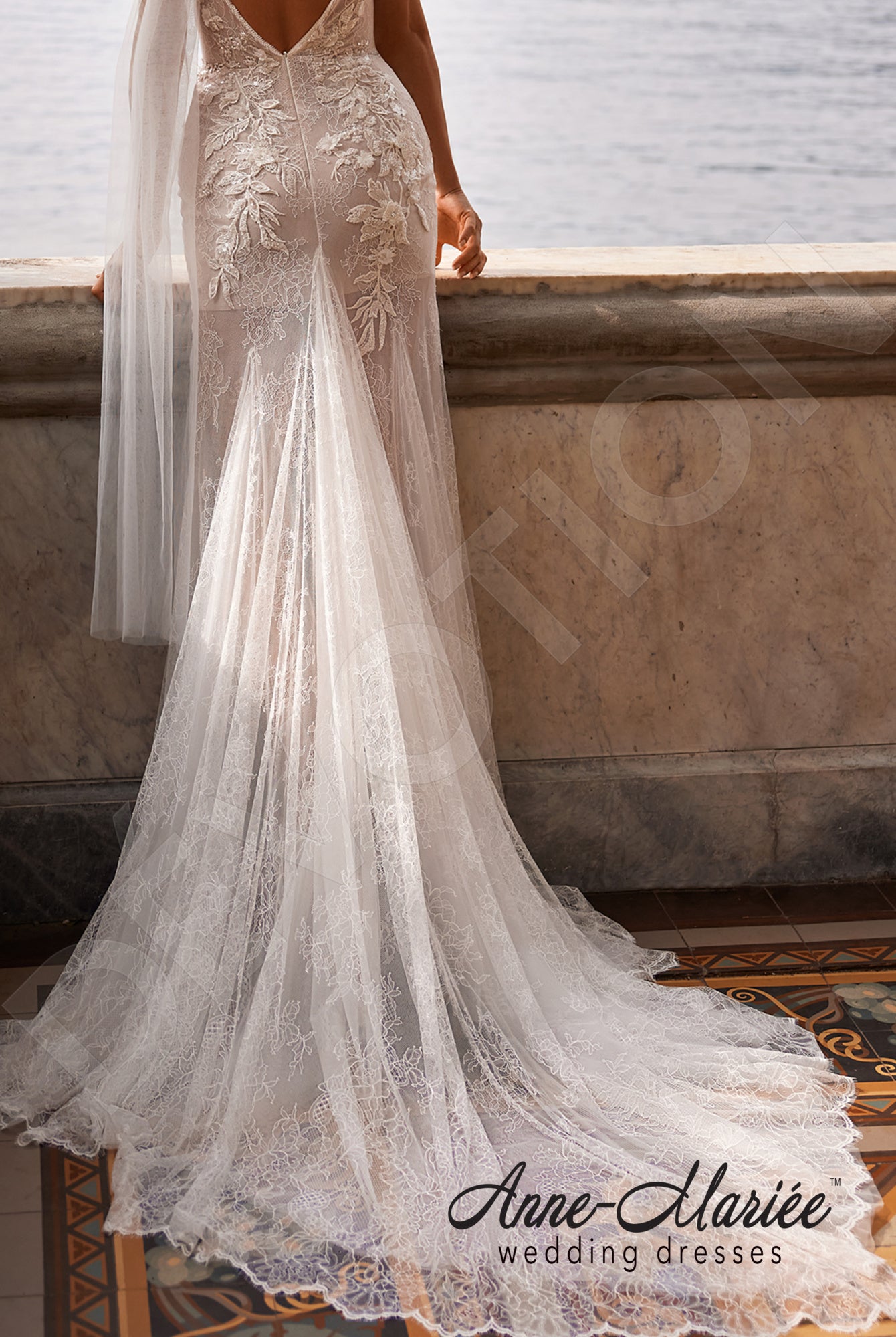 Agata Trumpet/Mermaid Deep V-neck Milk Wedding dress 4