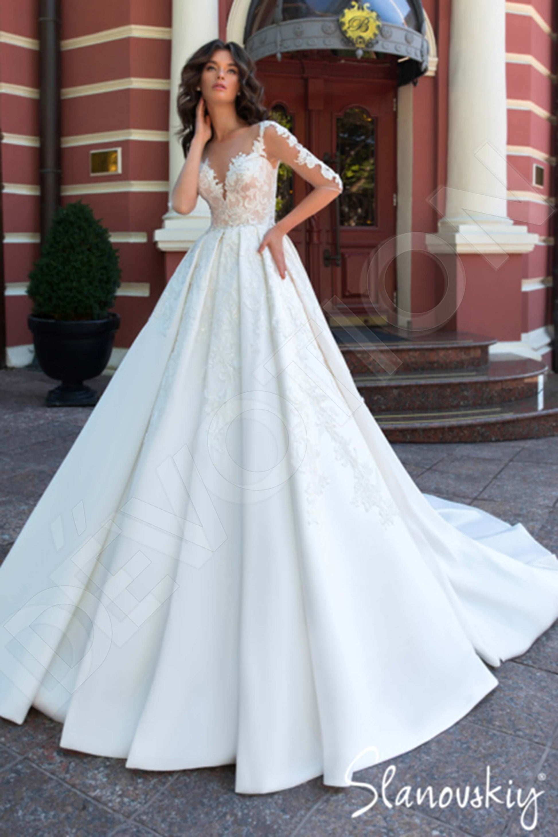 Demetra A-line Illusion Cream Wedding dress