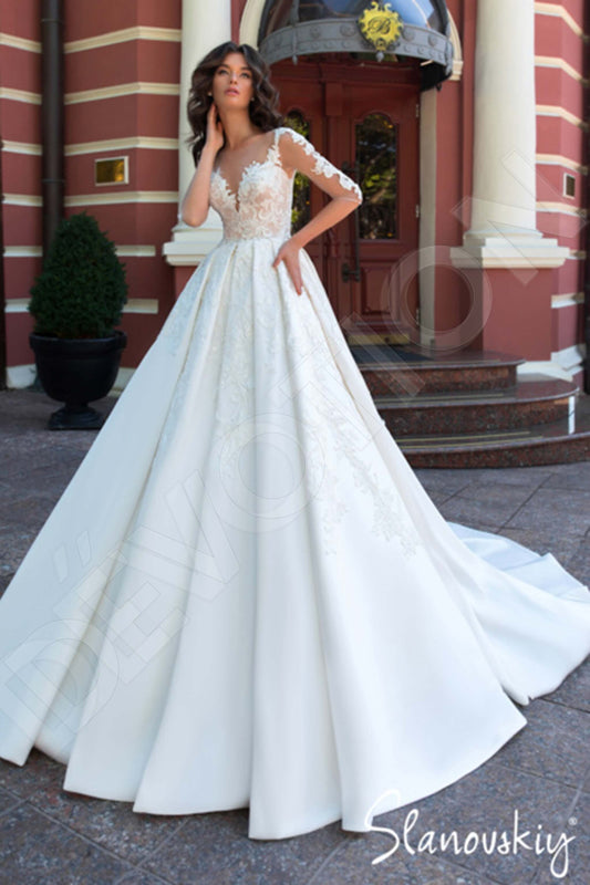 Demetra A-line Illusion Cream Wedding dress