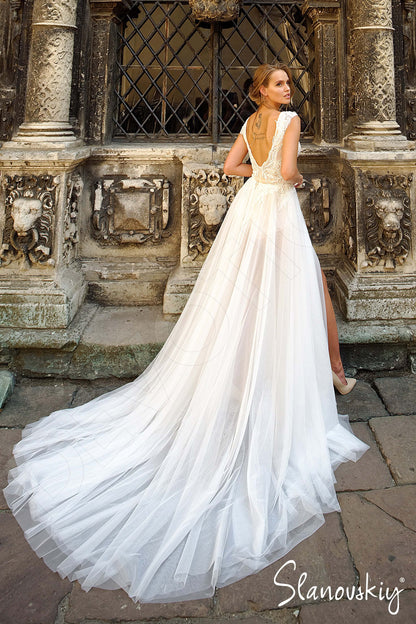 Ivetta Open back A-line Short/ Cap sleeve Wedding Dress Back