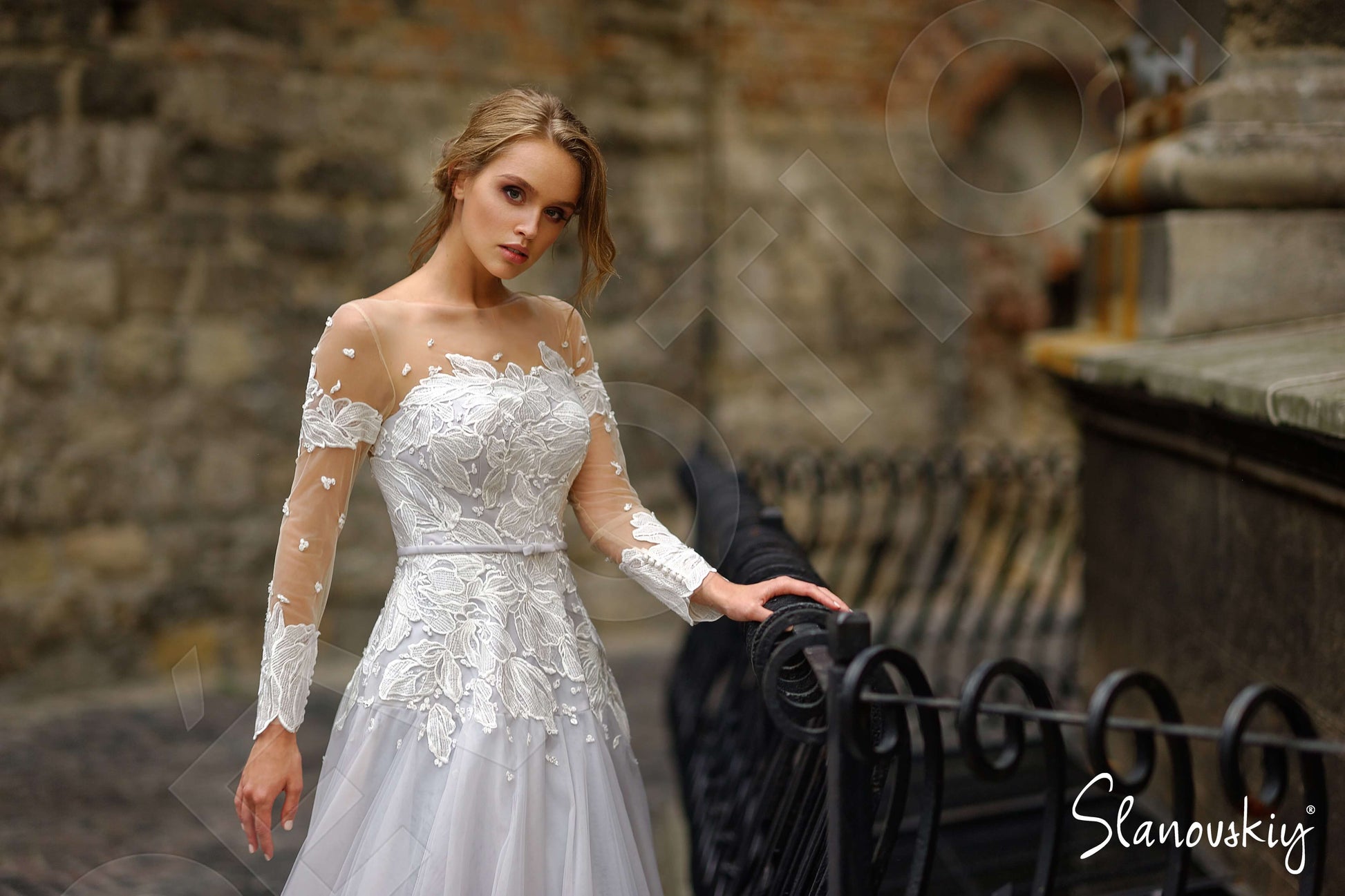 Joseline A-line Illusion Lightgray Ivory Wedding dress