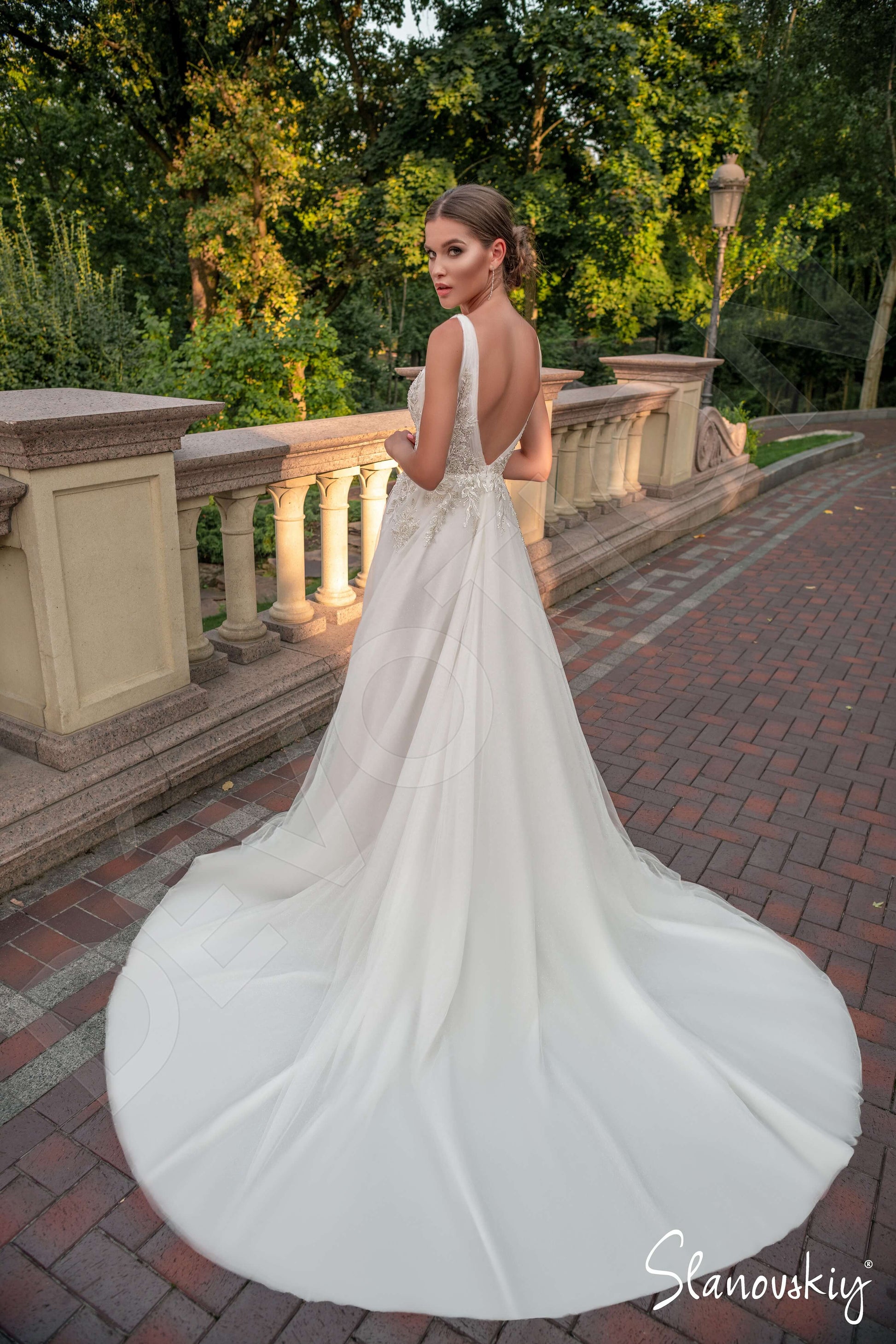 Adrienne A-line Illusion Ivory Milk Wedding dress