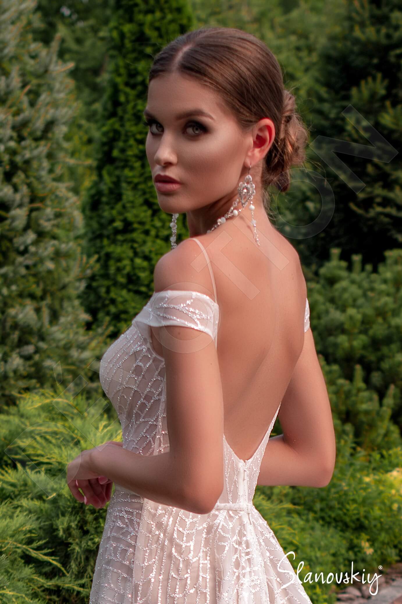 Afsaneh A-line Off-shoulder/Drop shoulders Ivory Milk Wedding dress