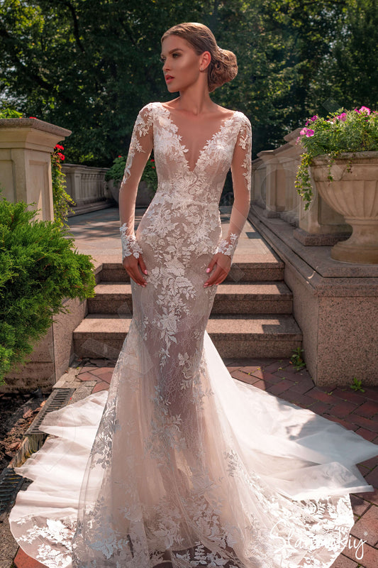 Aida Trumpet/Mermaid Illusion Milk Ivory Wedding dress
