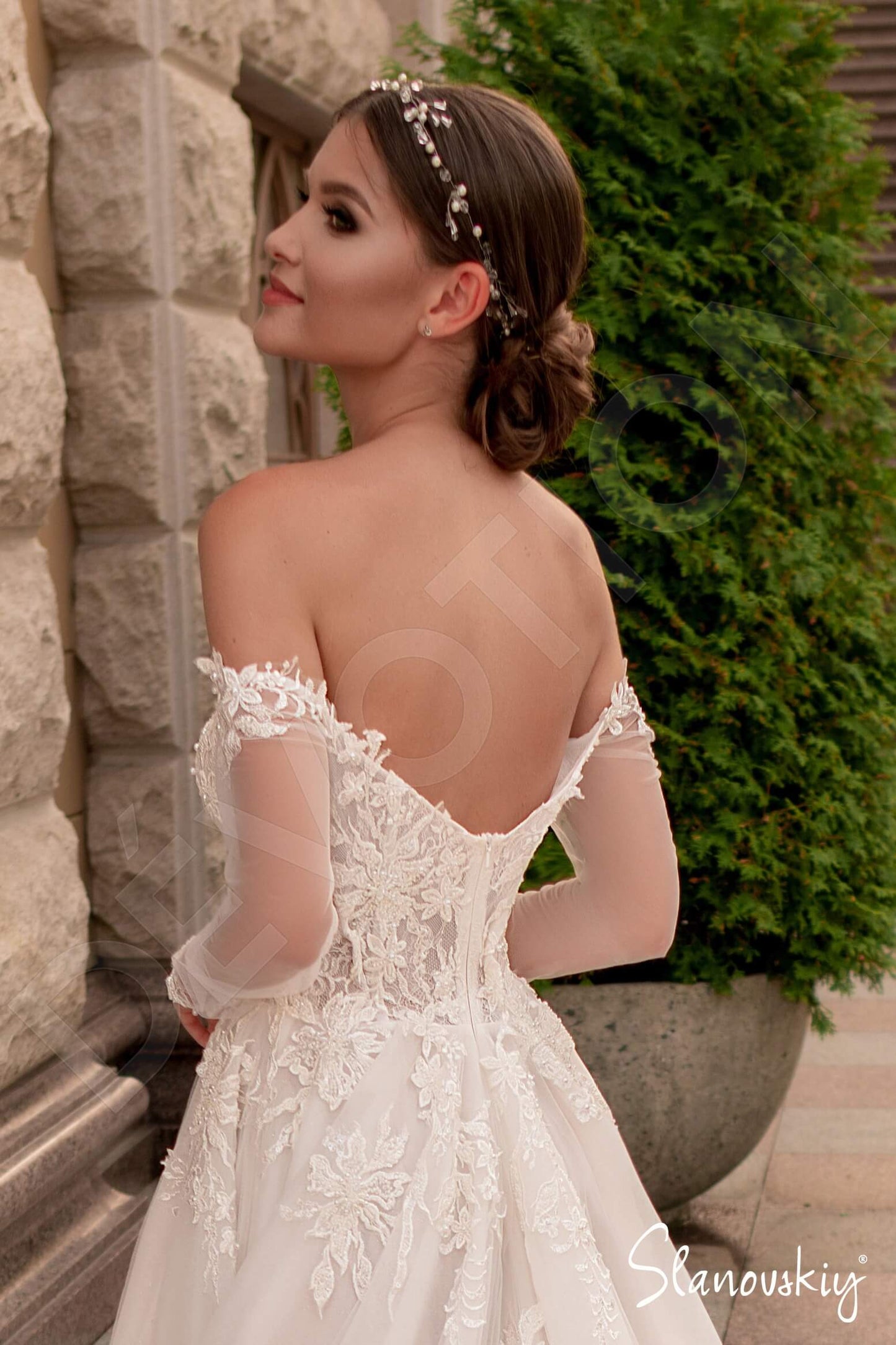 Alienor Open back A-line Long sleeve Wedding Dress 5