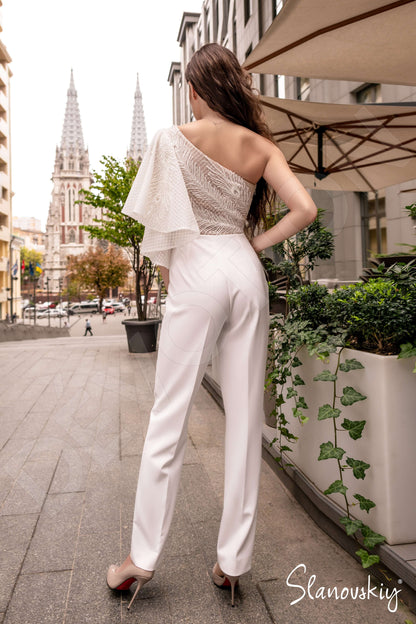 Allyn Full back Pants One sleeve Wedding Dress Back
