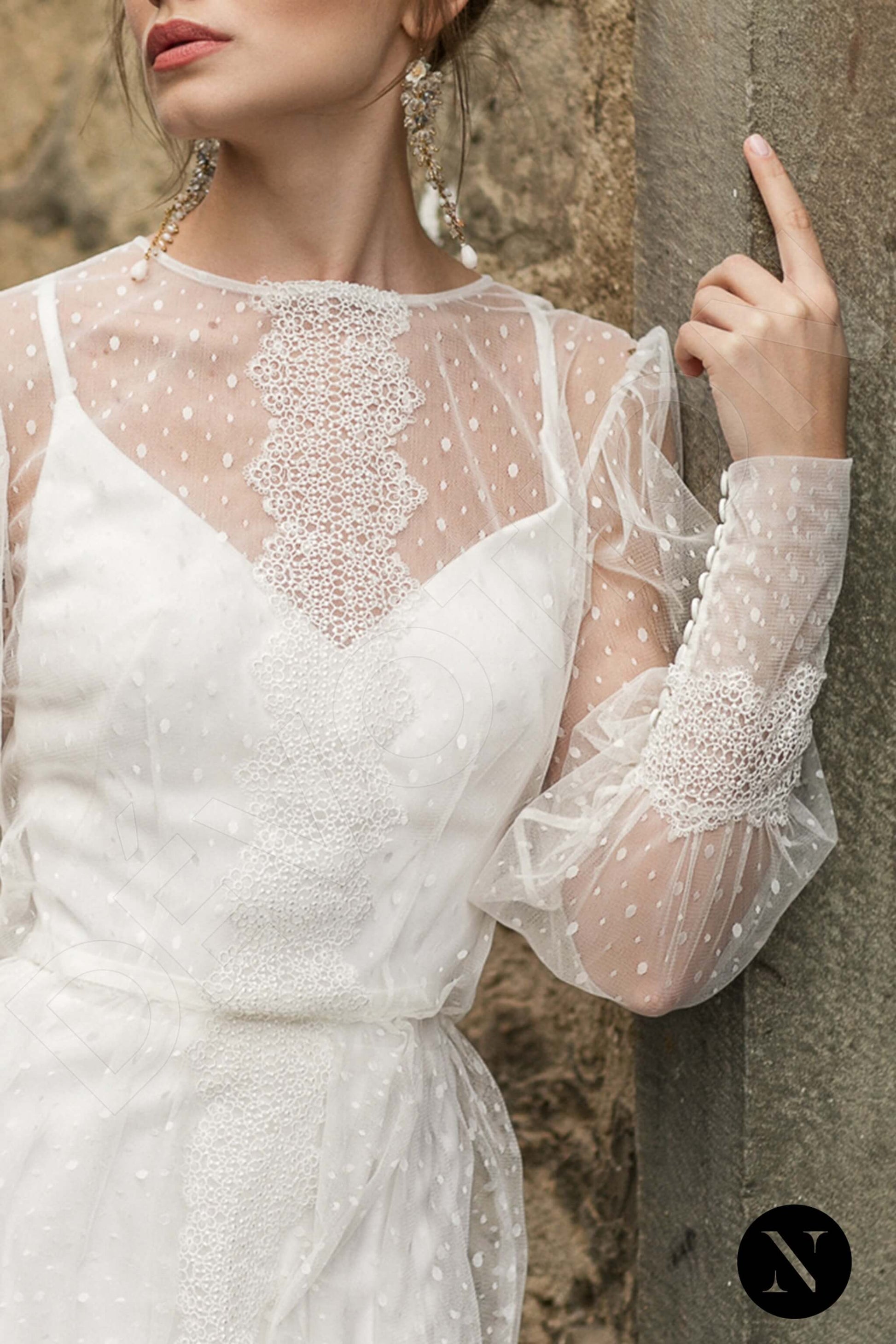 Briar A-line Jewel Milk Wedding dress
