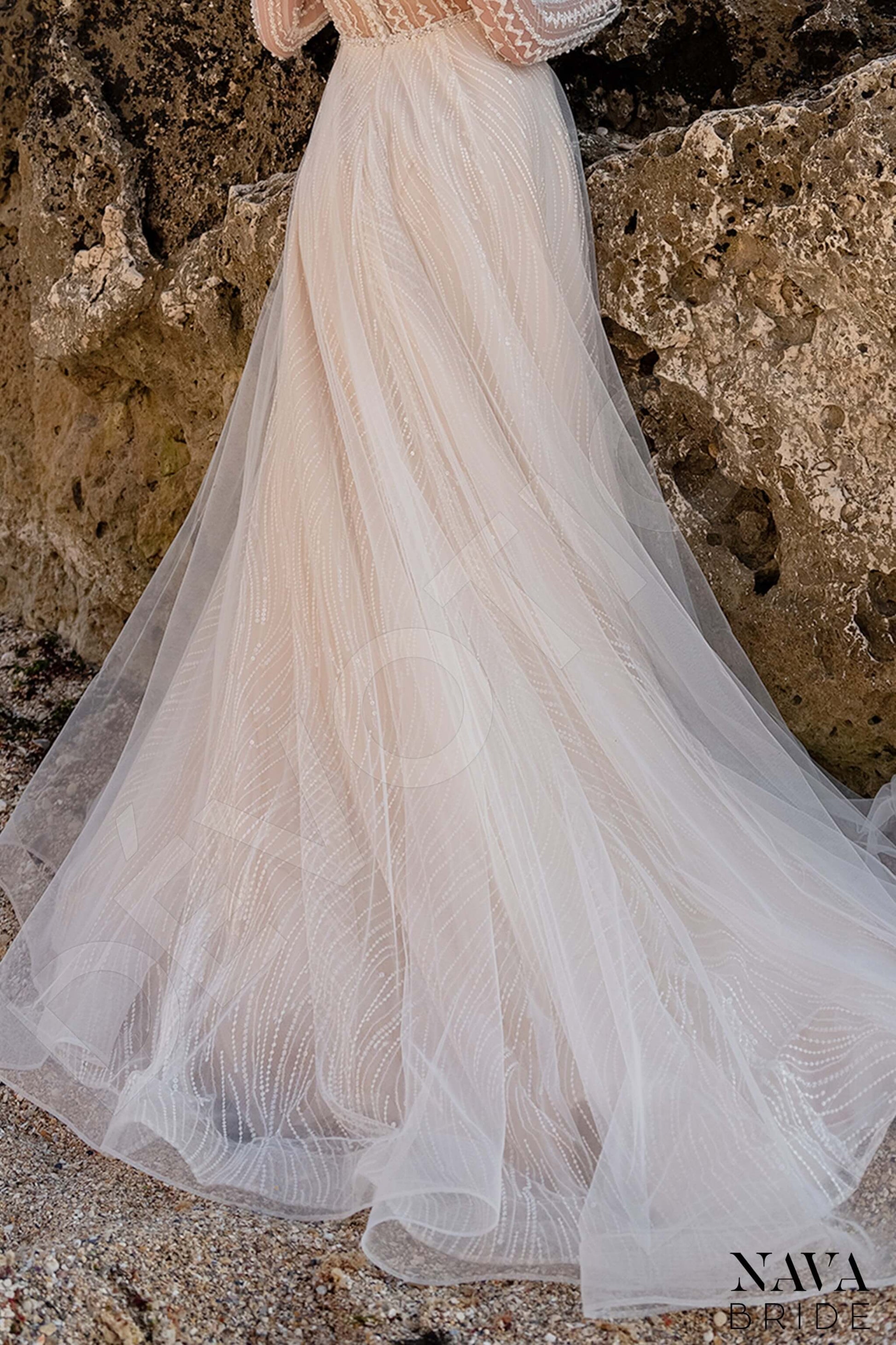 Rosinia A-line Jewel Nude Wedding dress
