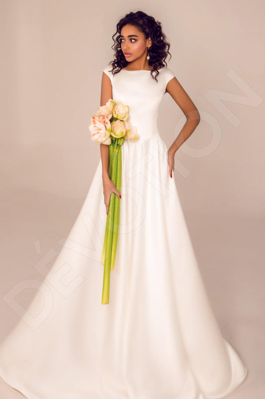 Halo A-line Boat/Bateau White Wedding dress