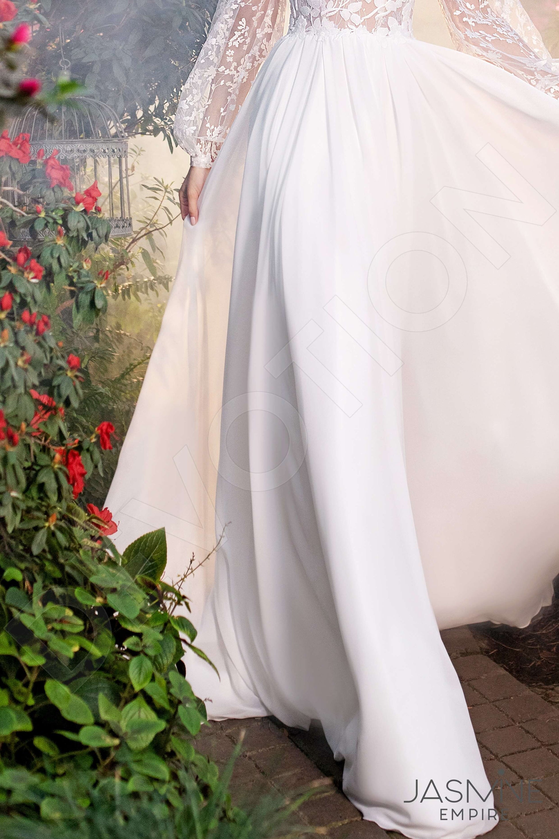 Elara A-line Illusion Ivory Wedding dress