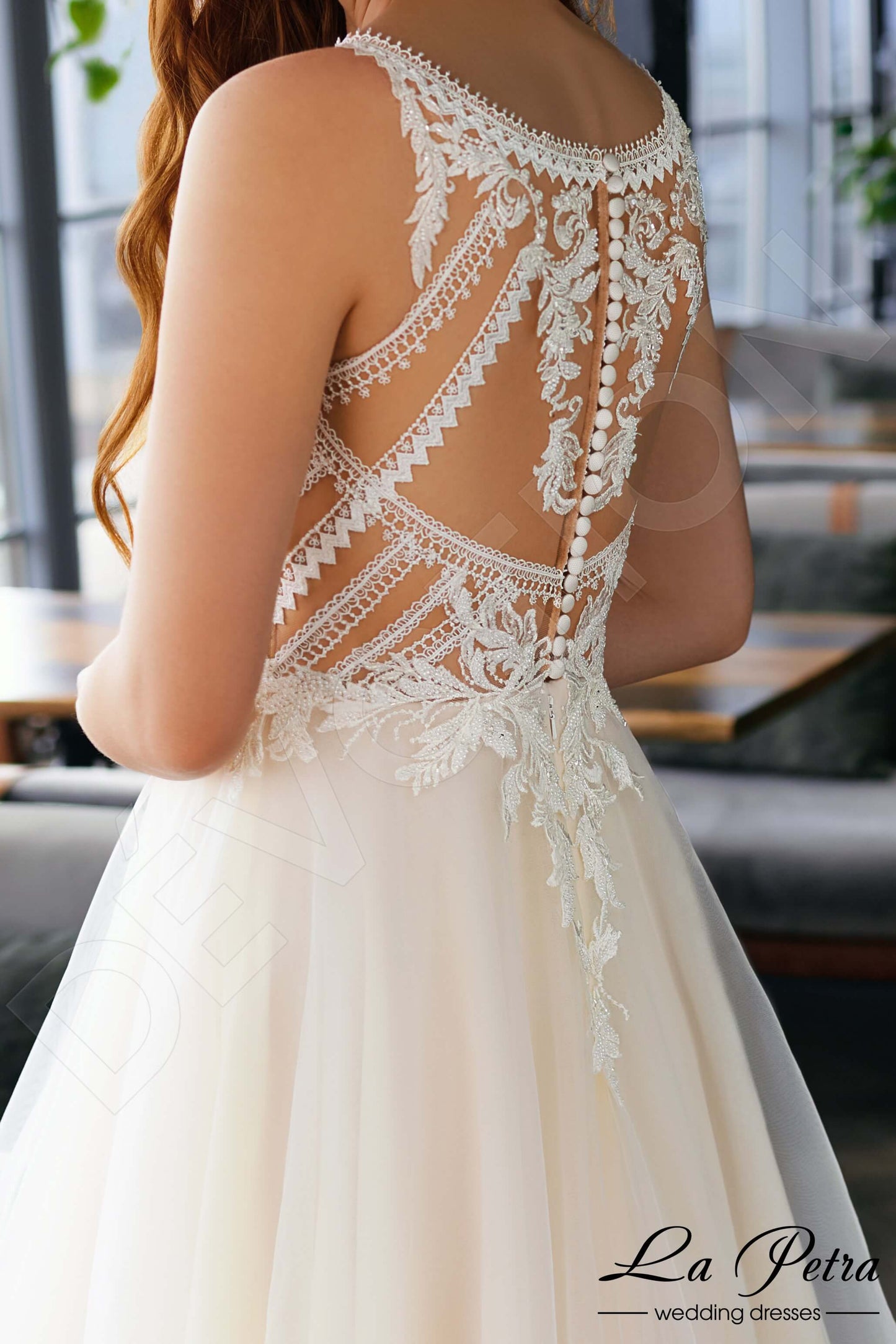 Enna Illusion back A-line Sleeveless Wedding Dress 4