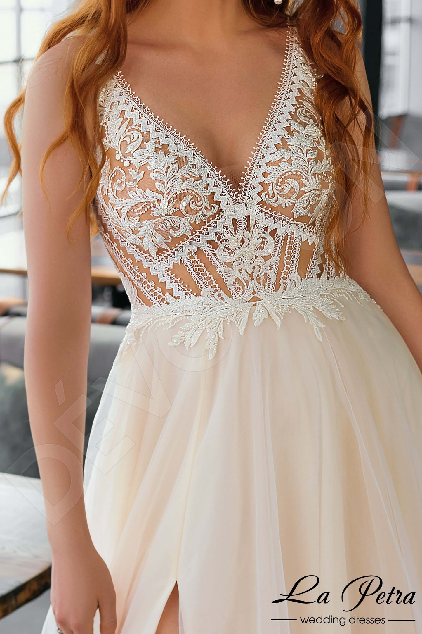 Enna Illusion back A-line Sleeveless Wedding Dress 3