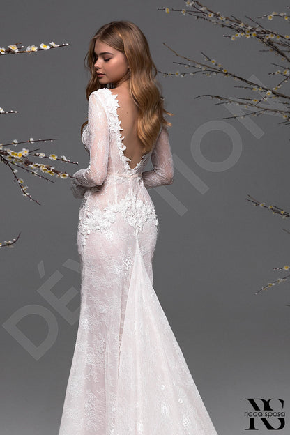 Mimosa Open back Sheath/Column Long sleeve Wedding Dress 9