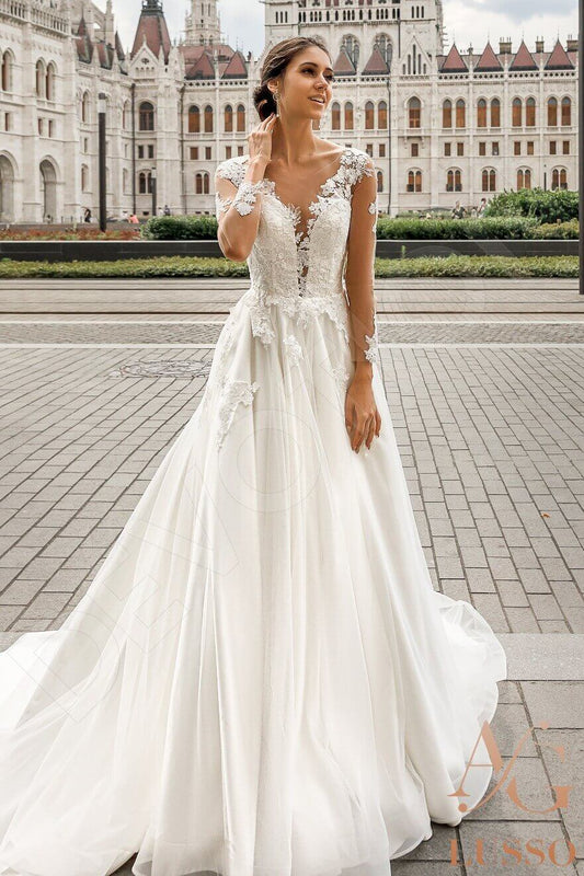 Adalyn A-line Illusion Ivory Wedding dress