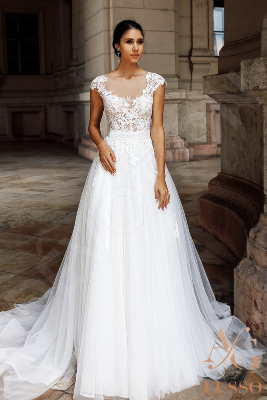 Afton A-line Illusion Ivory Wedding dress