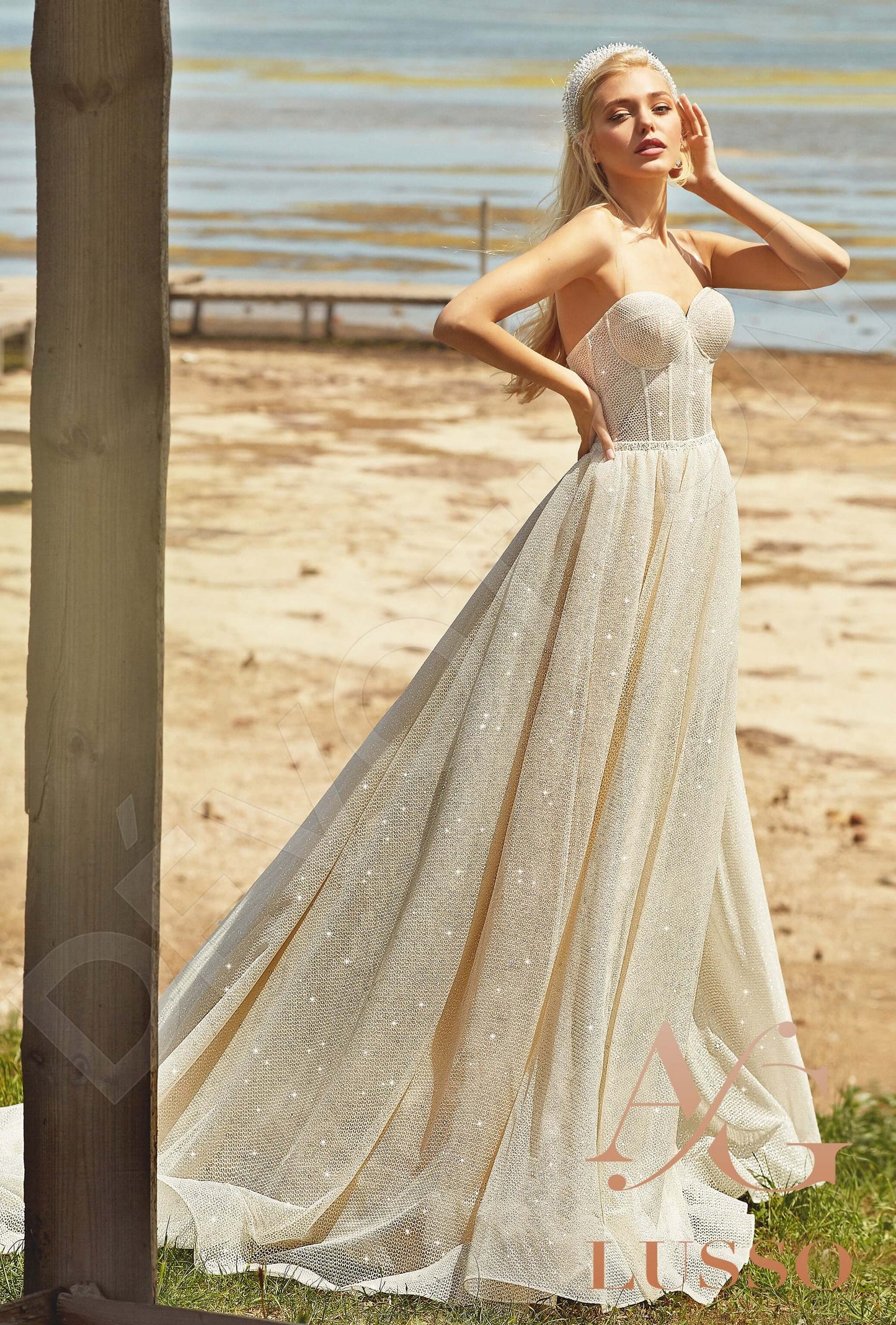 Chantal Open back A-line Straps Wedding Dress Front