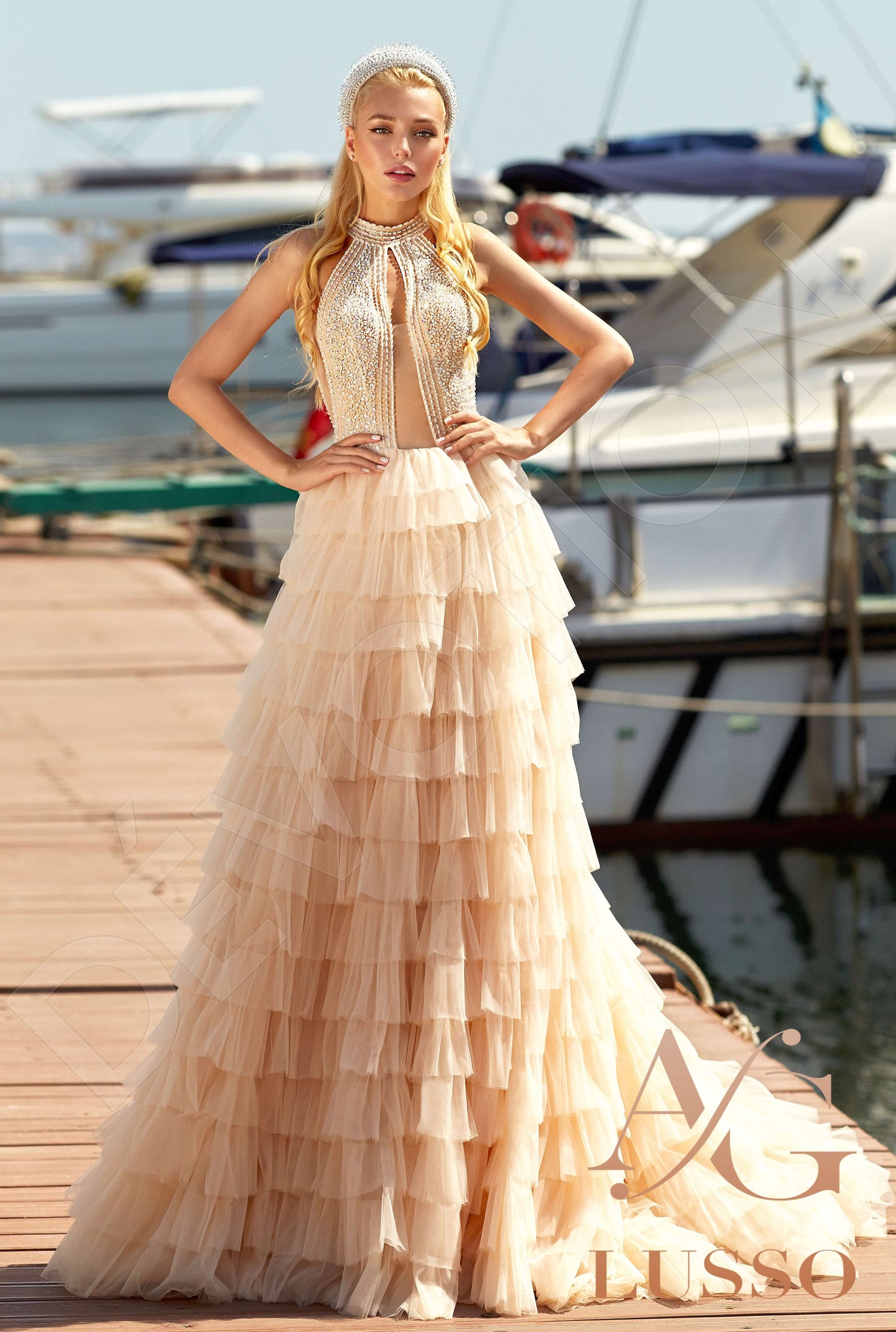 Connie Open back A-line Sleeveless Wedding Dress Front