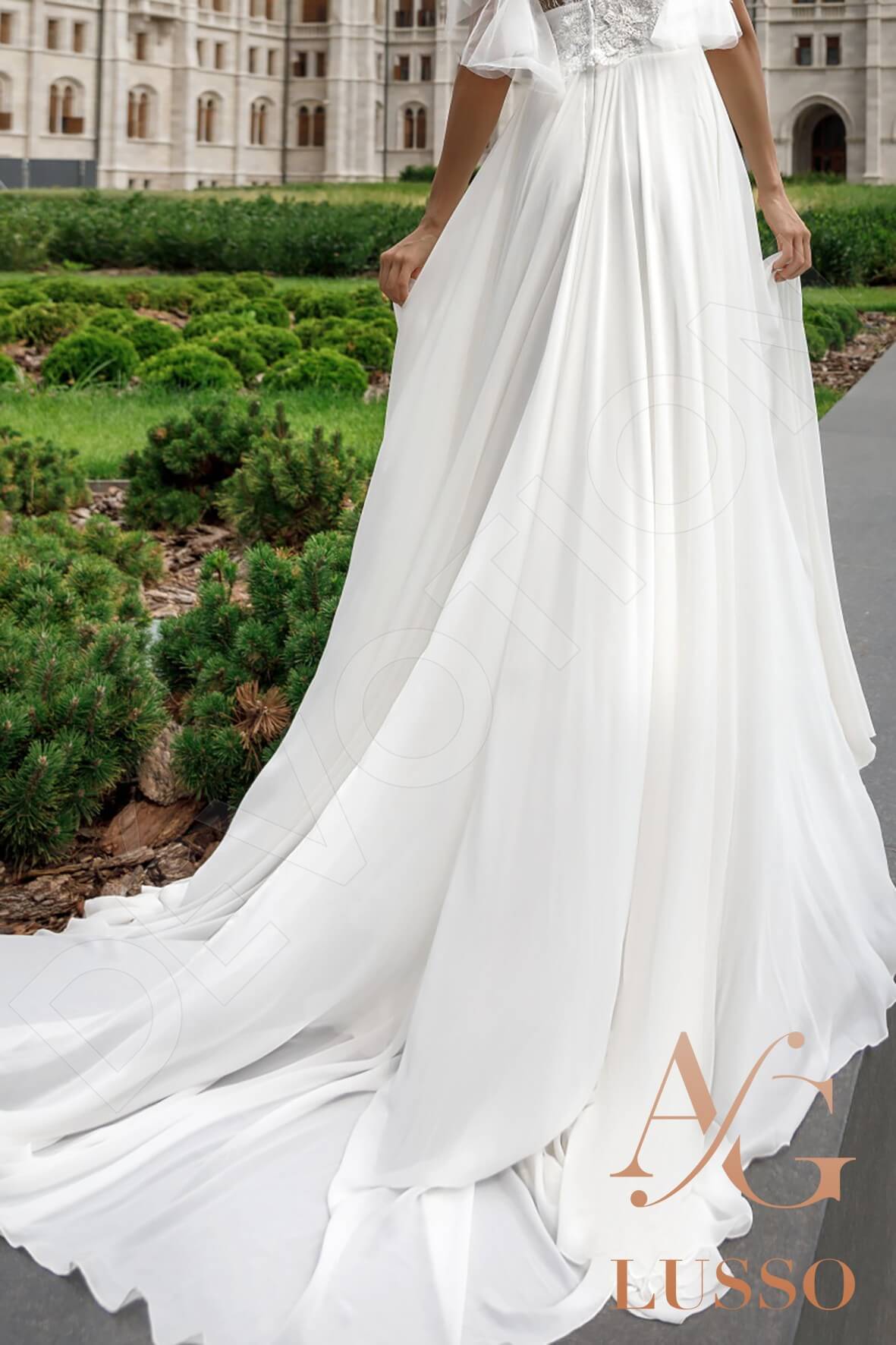 Paisley A Line V Neck Ivory Wedding Dress