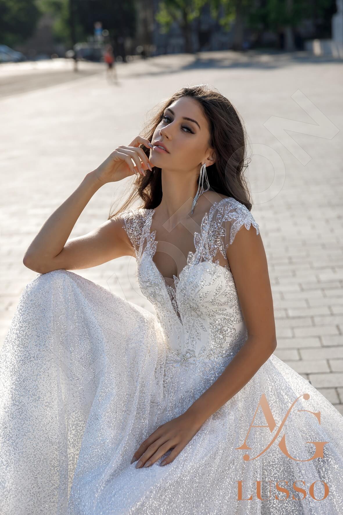 Xael A-line V-neck Silver Wedding dress