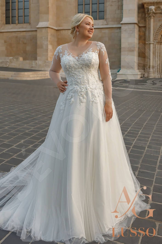 Henriette A-line V-neck Ivory Wedding dress
