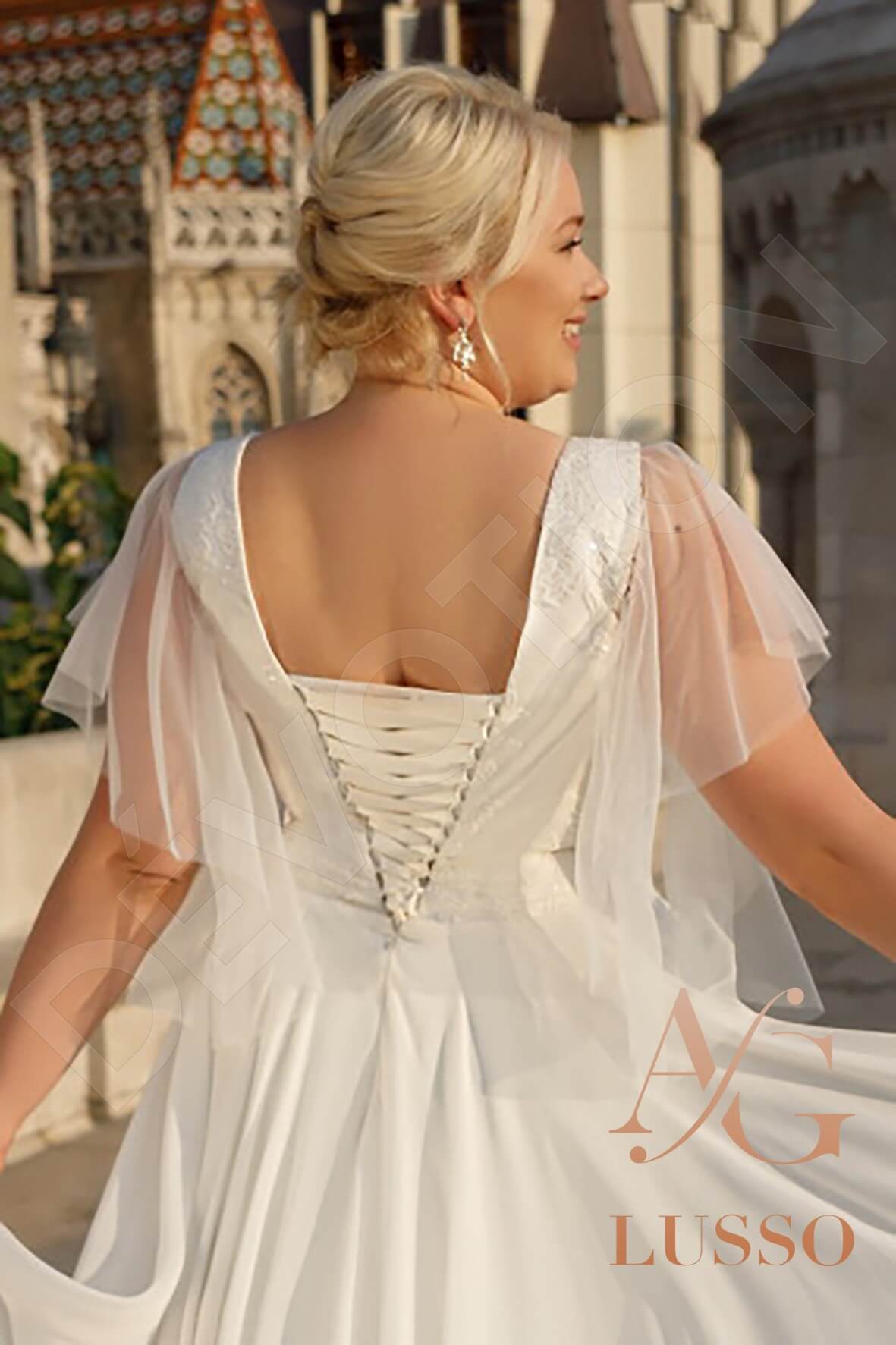 Hennon A-line Illusion Ivory Wedding dress