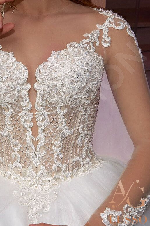 Korneliya A-line Illusion Milk Wedding dress