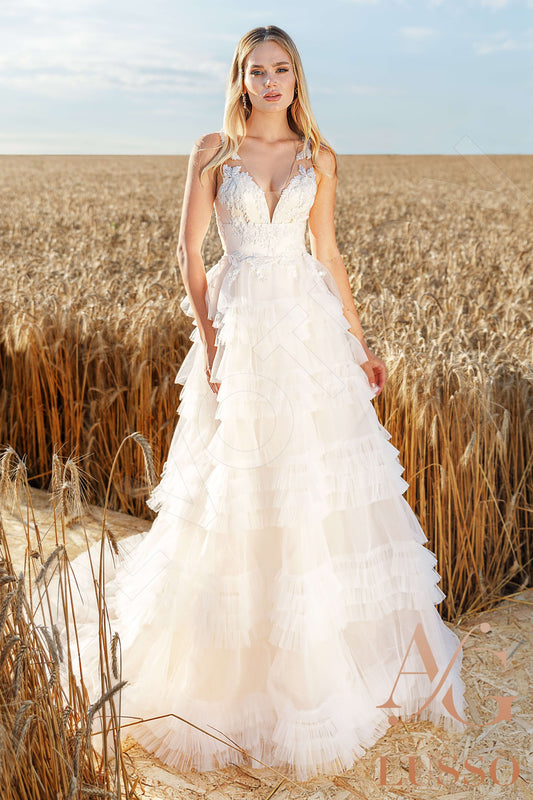 Etta A-line V-neck Ivory Carne Wedding dress