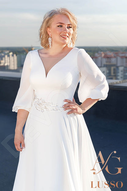 Orli Open back A-line 3/4 sleeve Wedding Dress 6