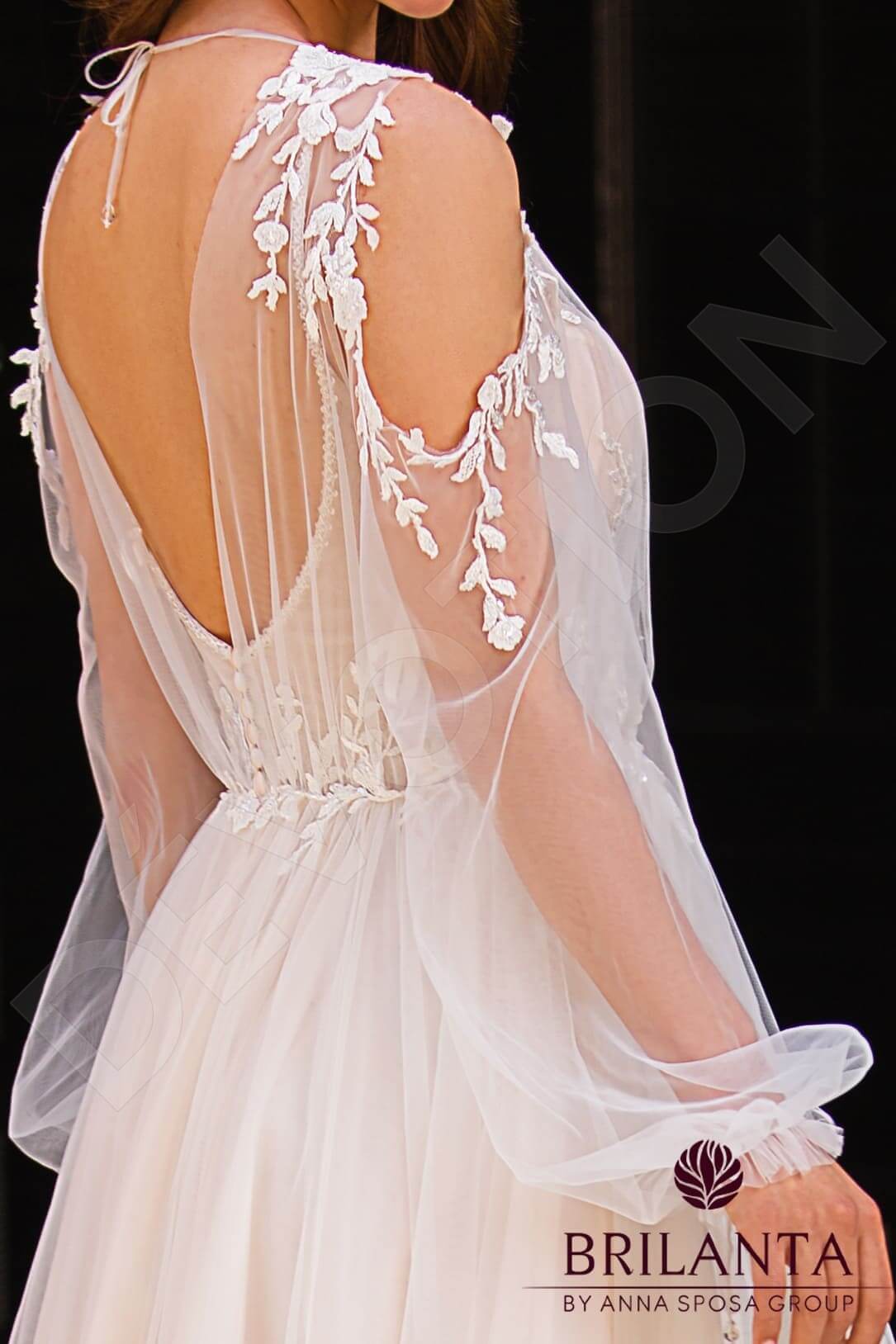 Meldi Open back A-line Long sleeve Wedding Dress 6